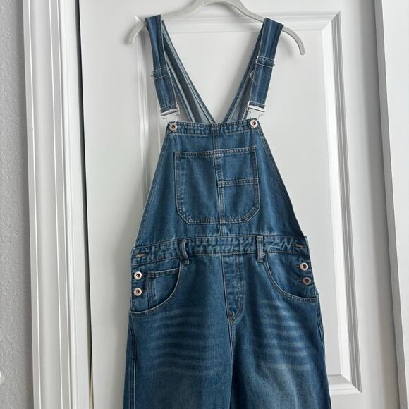 Barrel Leg Denim Overalls Sz XL Horseshoe Jean Jumpsuit Blue - Picture 15 of 15